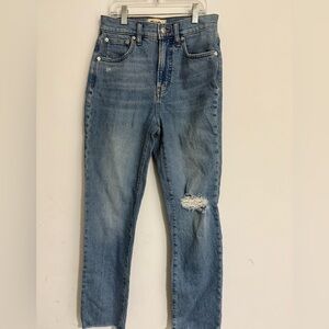 Madewell Blue Ankle Cropped Distressed Jeans